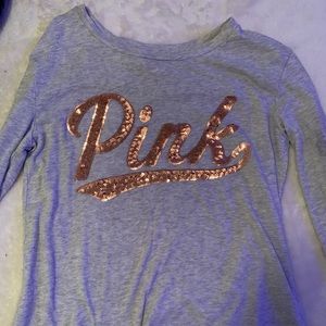 Vs pink sequins rose gold/pink t shirt